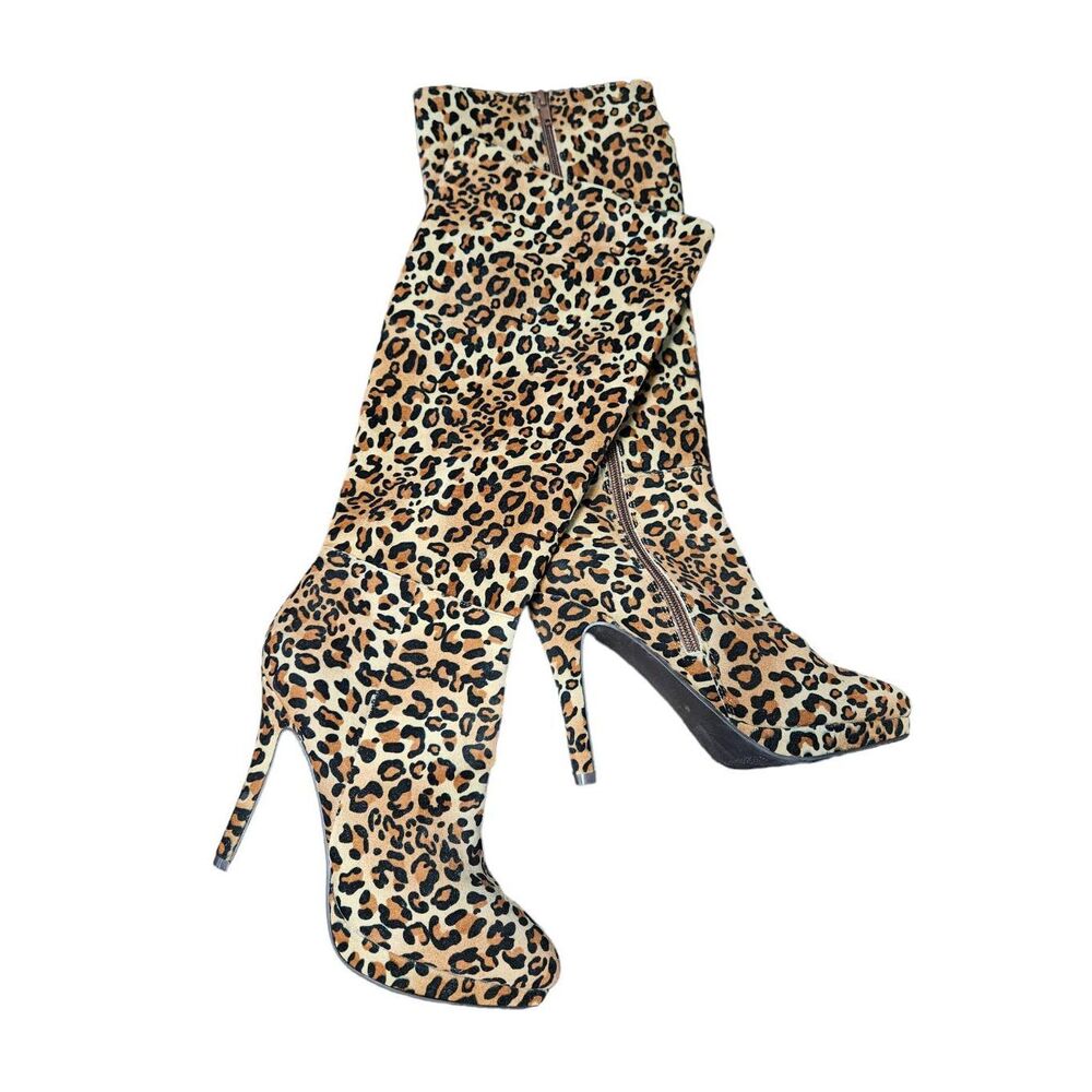Worthington Leopard Print Heeled Boots size 8  Animal Womens - Picture 3 of 10